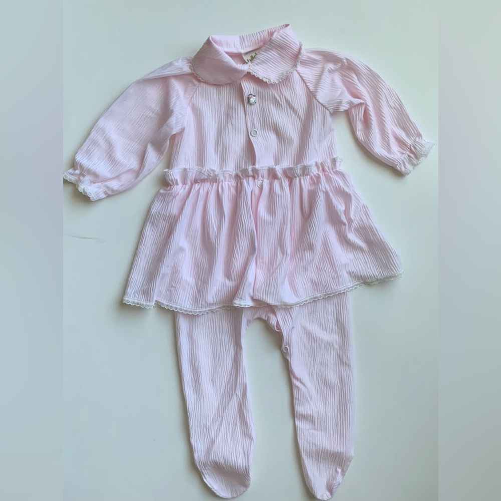 Vintage Pink Infant Pleated One-Piece Outfit
